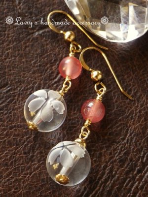 画像1: SAインカローズと桜水晶のシンプルピアス