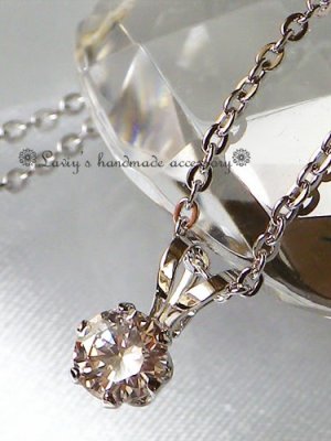 画像1:  ピンクダイヤモンドの１粒ネックレス