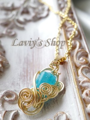 画像4: ブラジル産パライバトルマリン原石のワイヤリングデザインネックレス