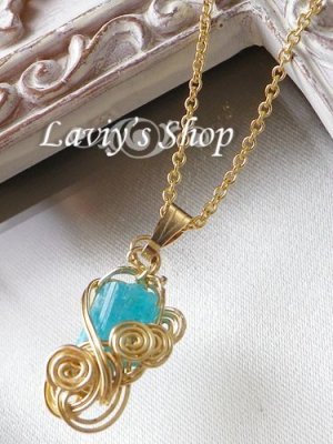 画像6: ブラジル産パライバトルマリン原石のワイヤリングデザインネックレス