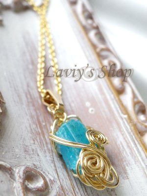 画像5: ブラジル産パライバトルマリン原石のワイヤリングデザインネックレス