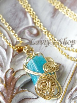 画像3: ブラジル産パライバトルマリン原石のワイヤリングデザインネックレス