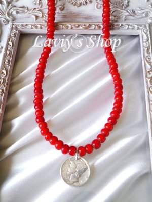 画像5: アンティークメダルとインディアンビーズのネックレス