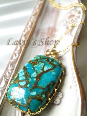 画像7: ナチュラルオールドチベットターコイズのベゼルワイヤーネックレス