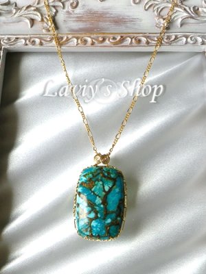 画像8: ナチュラルオールドチベットターコイズのベゼルワイヤーネックレス