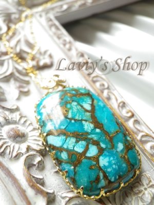 画像6: ナチュラルオールドチベットターコイズのベゼルワイヤーネックレス