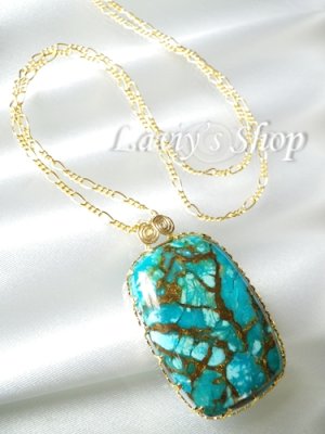 画像5: ナチュラルオールドチベットターコイズのベゼルワイヤーネックレス