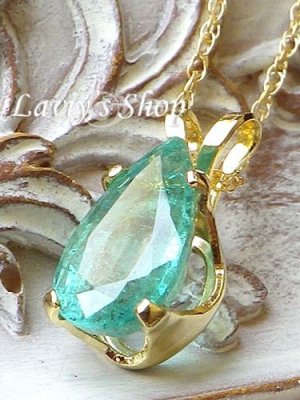 画像7: 非処理/ザンビア産大粒宝石エメラルドの1粒ネックレス