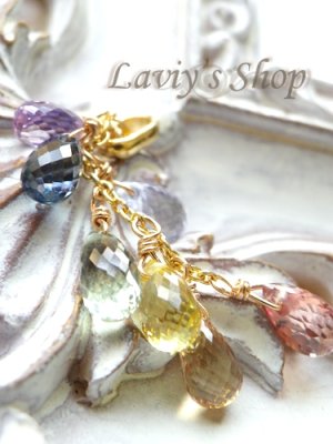 画像5: K18/非加熱パステルカラーサファイアのレインボーキャスケードペンダントトップ