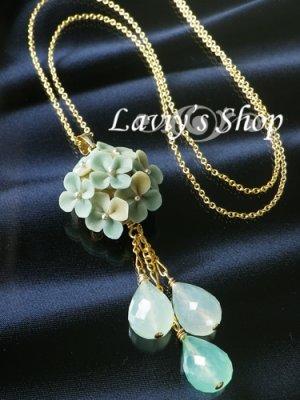 画像4: 紫陽花とブルーオパールのフリンジネックレス