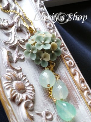 画像6: 紫陽花とブルーオパールのフリンジネックレス