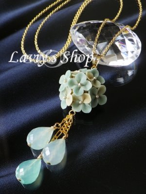 画像2: 紫陽花とブルーオパールのフリンジネックレス