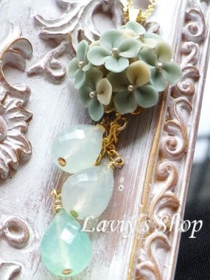 画像5: 紫陽花とブルーオパールのフリンジネックレス