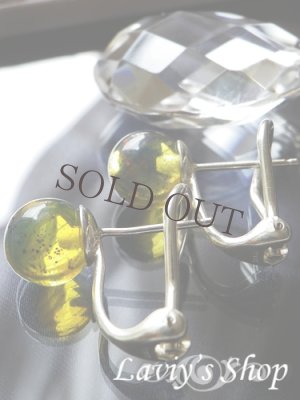 画像3: 高品質ラウンドブルーアンバーのスタッドタイプレバーバックピアス