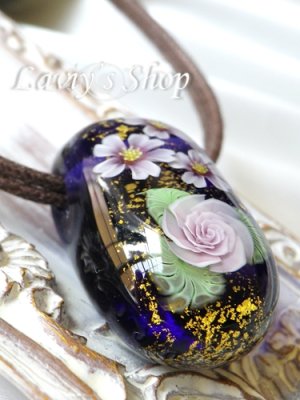 画像6: 〜匠〜枝垂れ蜻蛉玉のワックスコードネックレス(紺藍)