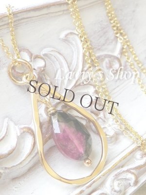 画像2: ウォーターメロントルマリンの雫リングモチーフネックレス