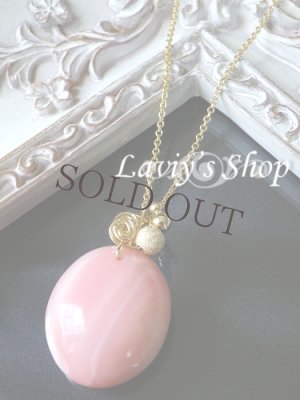 画像8: 大粒ピンクオパールの一粒ワイヤリングネックレス