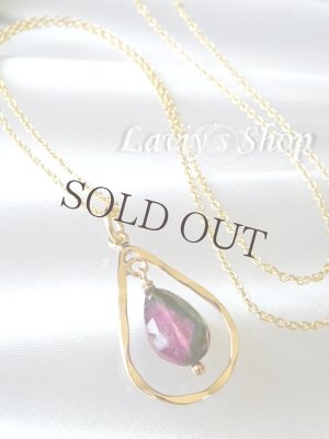 画像4: ウォーターメロントルマリンの雫リングモチーフネックレス