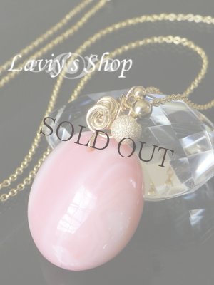 画像2: 大粒ピンクオパールの一粒ワイヤリングネックレス