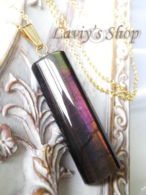 画像3: ピンクスペクトロライトのシンプルネックレス