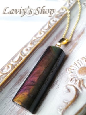 画像6: ピンクスペクトロライトのシンプルネックレス