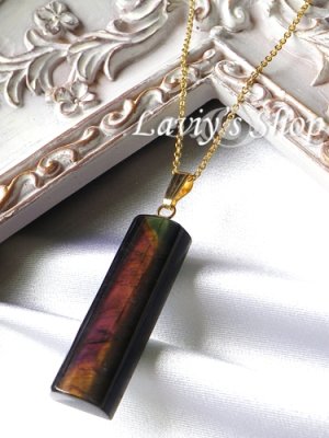 画像7: ピンクスペクトロライトのシンプルネックレス