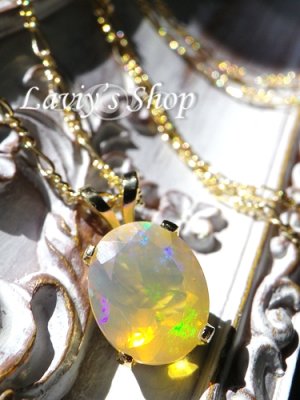 画像5: 大きめファセットエチオピア産オパールの1粒ネックレス