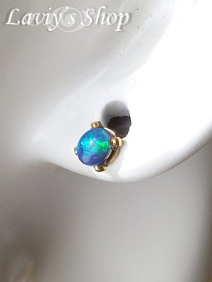 画像8: ブルーグリーンフラッシュブラックオパールのピアス