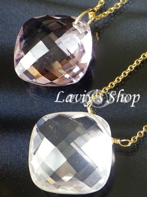 画像2: パフカットGemの1粒ネックレス(ローズクォーツorローズアメジスト)