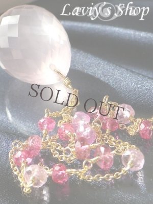 画像7: 大粒ローズクォーツブリオレットとピンクGemのデザインチェーンネックレス