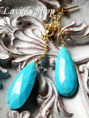 画像4: スリーピングビューティーターコイズのチェーンピアス