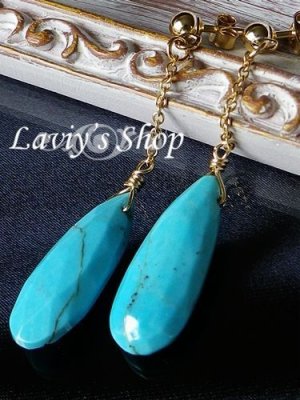 画像3: スリーピングビューティーターコイズのチェーンピアス