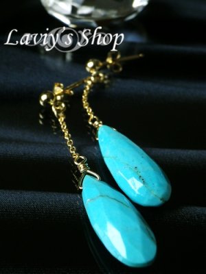 画像2: スリーピングビューティーターコイズのチェーンピアス