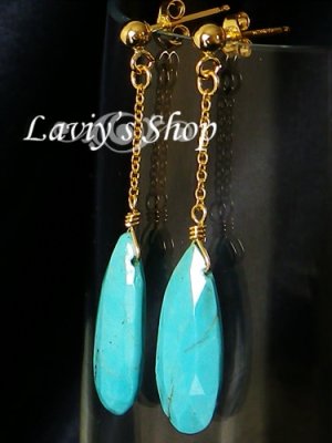 画像7: スリーピングビューティーターコイズのチェーンピアス