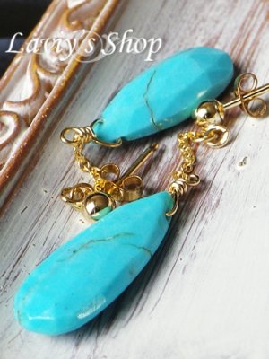 画像6: スリーピングビューティーターコイズのチェーンピアス