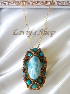 画像5: 甲高霜降りラリマールのシンメトリーデコレーションネックレス