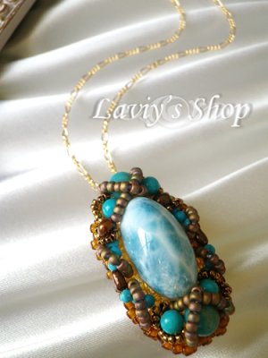 画像7: 甲高霜降りラリマールのシンメトリーデコレーションネックレス