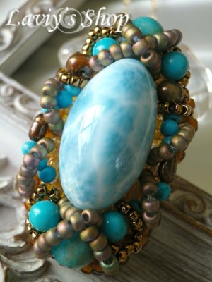 画像3: 甲高霜降りラリマールのシンメトリーデコレーションネックレス