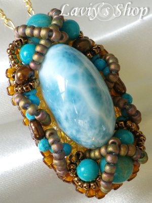 画像4: 甲高霜降りラリマールのシンメトリーデコレーションネックレス