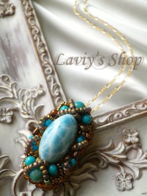 画像6: 甲高霜降りラリマールのシンメトリーデコレーションネックレス