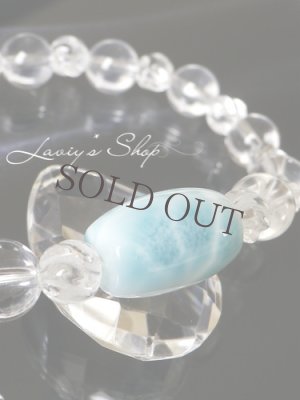 画像2: 高品質ナツメシェイプラリマールと水晶のスピリチュアルデザインブレスレット