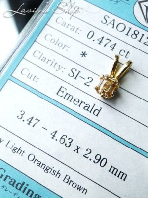 画像2:  K14/エメラルドカットダイヤモンドのペンダントトップ