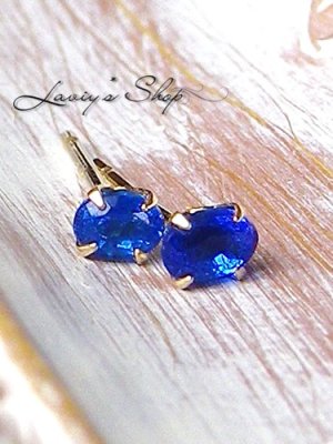 画像6: K18/宝石アウイナイトのスタッドピアス(OV)