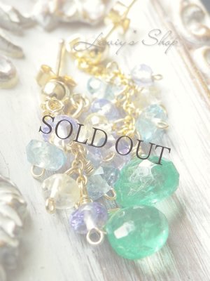 画像5: コロンビア産マロンカットエメラルドと小粒Gemのデザインピアス