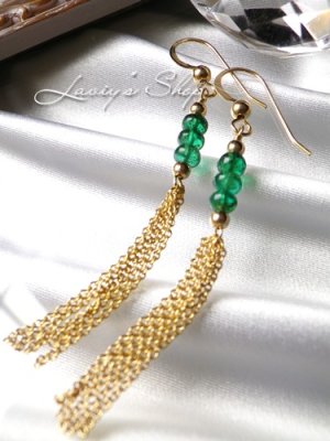 画像4: コロンビア産エメラルドの宝石ビーズタッセルピアス