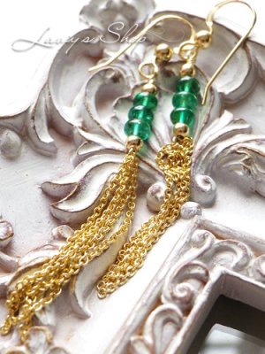 画像6: コロンビア産エメラルドの宝石ビーズタッセルピアス