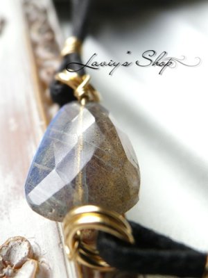 画像5: ラフカットラブラドライトのワックスコードブレスレット