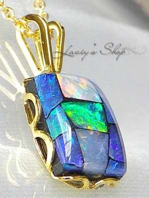 画像4: オーストラリアンモザイクオパールの1粒ネックレス(トリプレット)