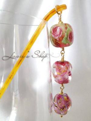 画像2: 〜匠〜24金粉入り蜻蛉珠の3連簪