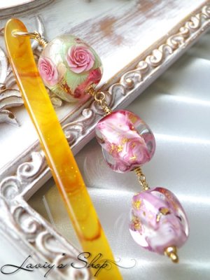 画像4: 〜匠〜24金粉入り蜻蛉珠の3連簪